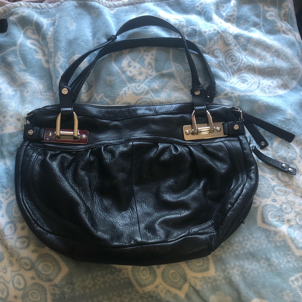 NWOT B. Makowsky Black Leather Shoulder Bag